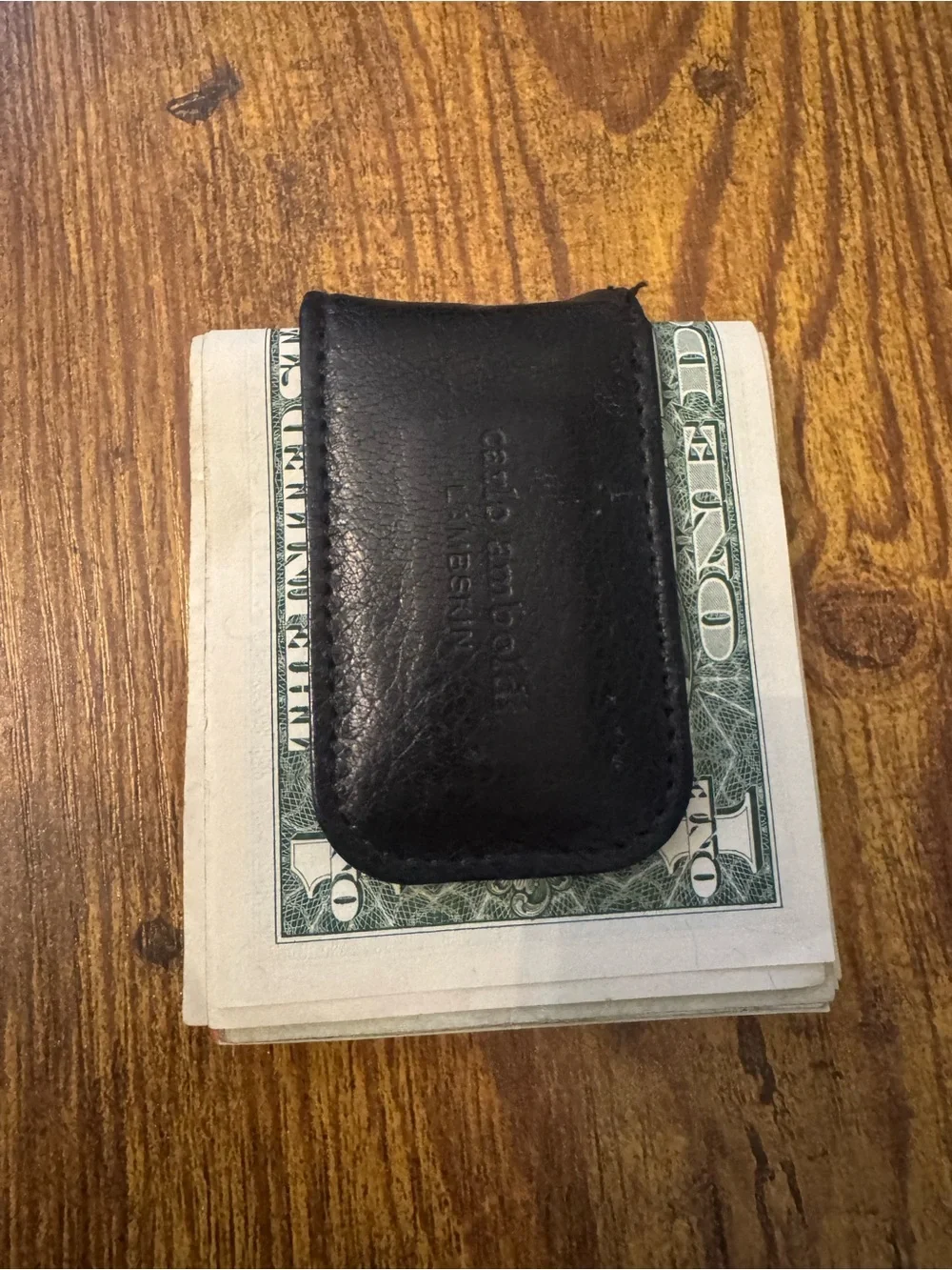 Carlo Amboldi Lambskin Leather Magnetic Money‎ Clip Black Holds Bills Secure